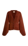 Khaite Scarlet Oversized Puff-sleeve Cashmere Cardigan In Brown
