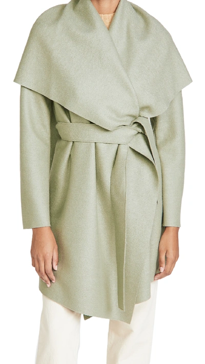 Harris Wharf London Pressed Wool Blanket Coat In Sage Green