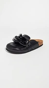 Jw Anderson Chain-trimmed Leather Slippers In Nero
