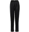 SAINT LAURENT HIGH-RISE SLIM SATIN PANTS,P00442352