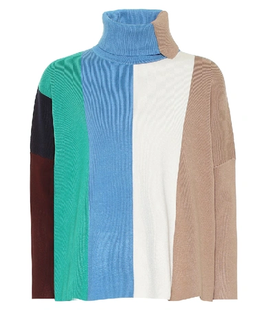 Victoria Victoria Beckham Block Stripe Turtleneck Knit Sweater In Multicoloured