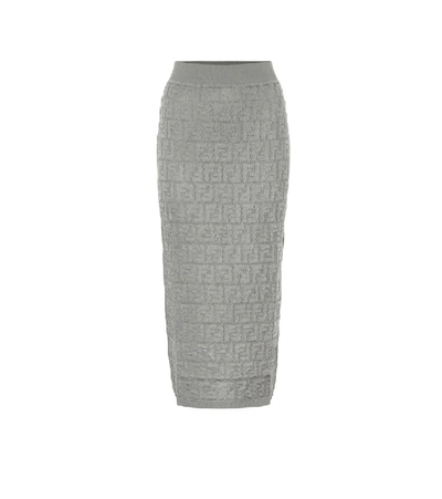 Fendi Cotton-blend Knit Midi Skirt In Grey