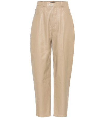 Zeynep Arcay High-rise Leather Carrot Pants In Beige