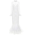 ALESSANDRA RICH LACE HIGH-NECK BRIDAL GOWN,P00507008