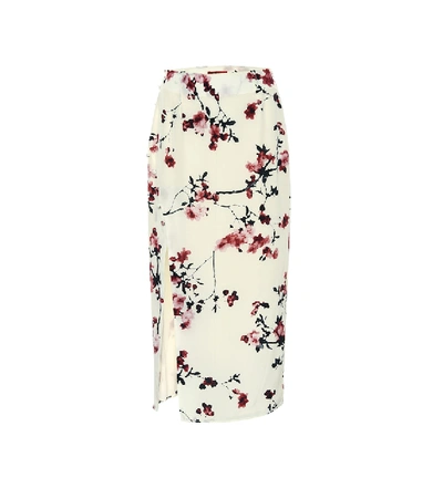 Altuzarra Edmund Button-embellished Floral-print Silk Midi Skirt In White