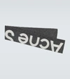 Acne Studios Grey And White Toronty Logo Scarf In Black.