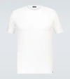 Tom Ford White Crewneck T-shirt With Logo Embroidery On The Front And Perforated Design In Cotton Man