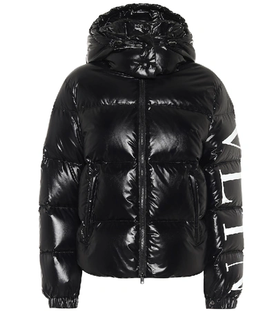 Valentino Hooded Quilted Glossed-shell Down Jacket In Black