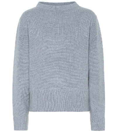 Vince Boiled Funnel Neck Cashmere Pullover In Blueberry