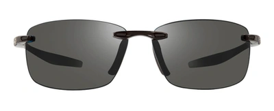 Revo Re 4059 01 Gy Descend N S Rectangle Polarized Sunglasses In Grey