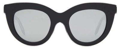 Victoria Beckham Vbs103 C10 Layered Cat-eye Sunglasses In Silver