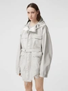 BURBERRY Cut-out Hem Coated Nylon Parka