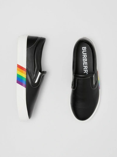 Burberry Bio-based Sole Leather Slip-on Sneakers In Black