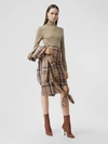 BURBERRY Knot Detail Check Wool Pencil Skirt