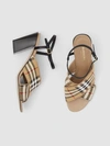 BURBERRY Latticed Cotton and Leather Block-heel Sandals