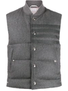 Thom Browne 4-bar Down-filled Flannel Gilet In Grey