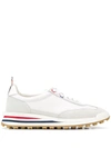 Thom Browne White Low Top Perforated Sneaker With Non-slip Rubber Outsole In White