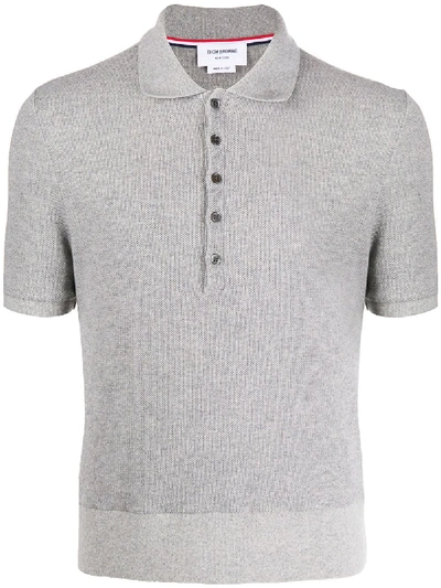 Thom Browne Cashmere Pique Polo Shirt In Grey