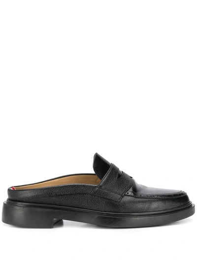 THOM BROWNE PEBBLED LEATHER PENNY LOAFER MULES