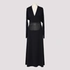 LANVIN NAVY WOOL DRESS WITH LEATHER BELT,9900001652813