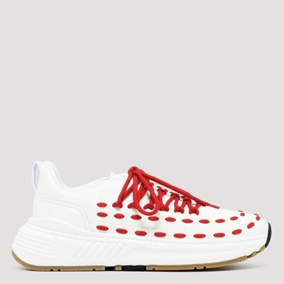 Bottega Veneta Contrast Lace Sneakers In White / Red