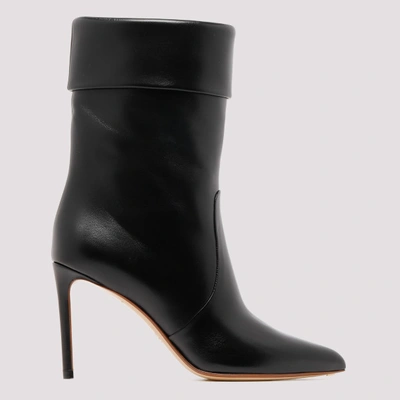 Francesco Russo Black Leather Booties In Green