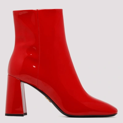 Prada Red Reflective Boots In Rosso