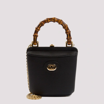 Gucci Mini Marina Leather Bucket Bag In Black