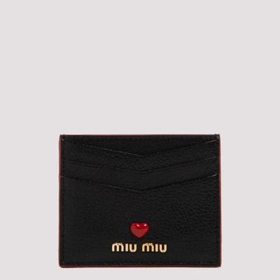 Miu Miu Madras Love Card-holder In Black
