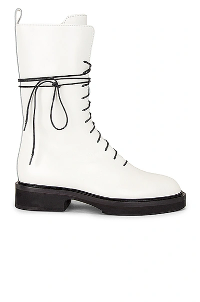 Khaite 30mm Conley Leather Combat Boots In White
