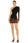 ALEXANDRE VAUTHIER CRYSTAL FLAME ONE SHOULDER MINI DRESS,ALEF-WD162