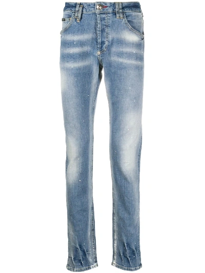 Philipp Plein Skull Bank Note Jeans In Blue