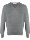 Brunello Cucinelli V-neck Wool-cashmere Jumper In Grey