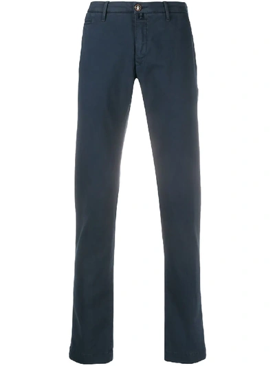 Jacob Cohen Plain Slim-fit Chinos In Blue