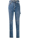 Msgm Paint-splattered Slim-fit Jeans In Blue