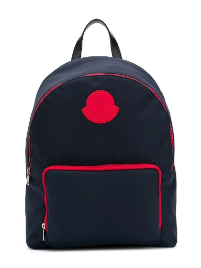 Moncler Kids' Logo Patch Backpack In Blue