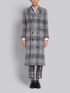 THOM BROWNE THOM BROWNE MEDIUM GREY MOHAIR BUFFALO CHECK LONG CHESTERFIELD OVERCOAT,MOC838A0632414775790