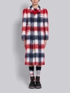 THOM BROWNE TRICOLOR MOHAIR BUFFALO CHECK LONG CHESTERFIELD OVERCOAT,MOC837A0632414775786