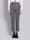 THOM BROWNE MEDIUM GREY GROUND CHALK STRIPE WOOL FLANNEL CLASSIC TROUSER,MTC001A0630615031395