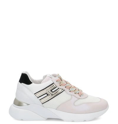 Hogan Active One Lace Up Sneakers Long H In White / Beige
