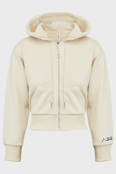 Adam Selman Shrunken Cotton-blend Hooded Jumper In Beige