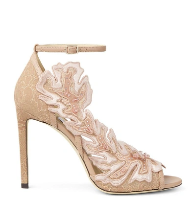 Jimmy Choo Lucele 100 Lace And Leather Court Heels In Ivory