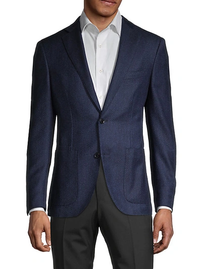 Luciano Barbera Standard-fit Wool, Silk & Linen Jacket In Blue