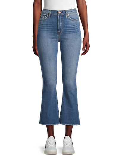 7 For All Mankind High Waist Slim Kick Cropped Flare Jeans In Blue