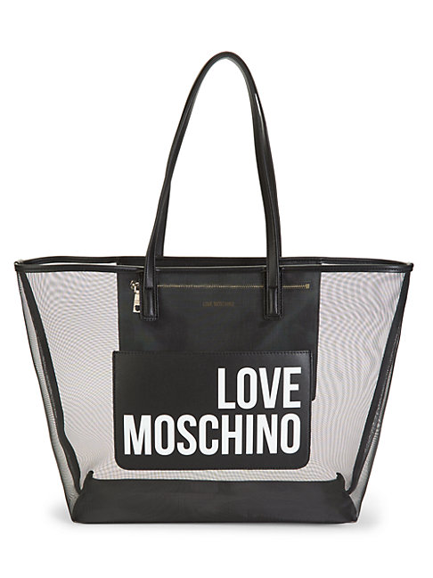 Love Moschino Transparent Mesh Logo Tote In Black | ModeSens
