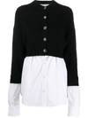 ALEXANDER WANG T BI-LAYERED SHIRTING CARDIGAN