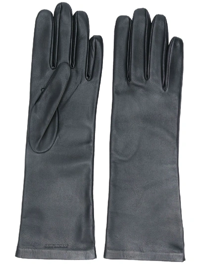Saint Laurent Logo-debossed 5-finger Gloves In 黑色