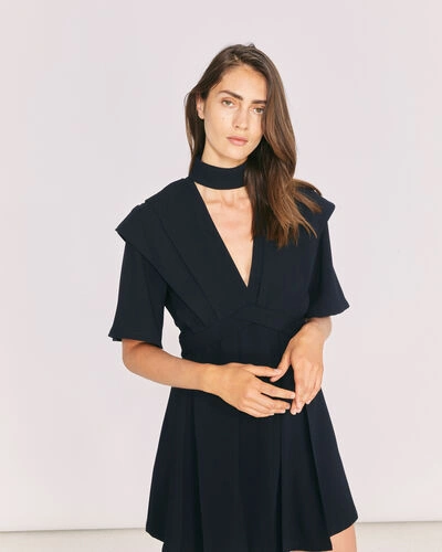 Iro Didje Cutout Pleated Crepe Mini Dress In Black | ModeSens