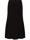 Bottega Veneta Brown Rib Distorted Mid-length Skirt In Brown