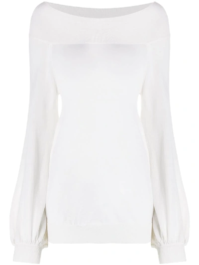 P.a.r.o.s.h Off-shoulder Knitted Jumper In White